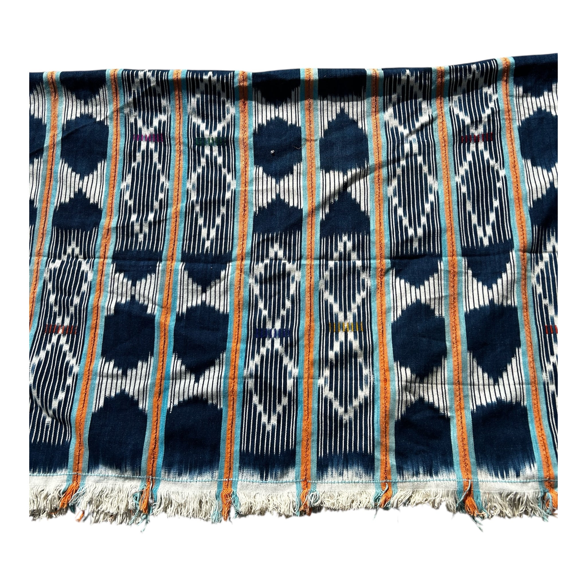 Indigo Crest Ewe Strip-Woven African Textile – 55 x 42 inches
