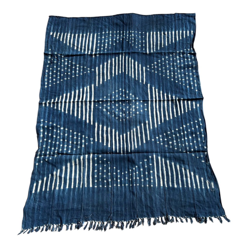 Indigo Echo Baule Handwoven African Textile – 61 x 46.5 inches