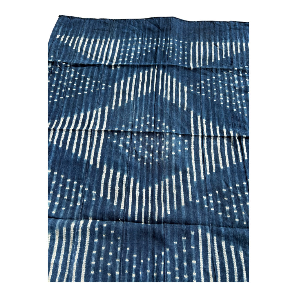 Indigo Echo Baule Handwoven African Textile – 61 x 46.5 inches