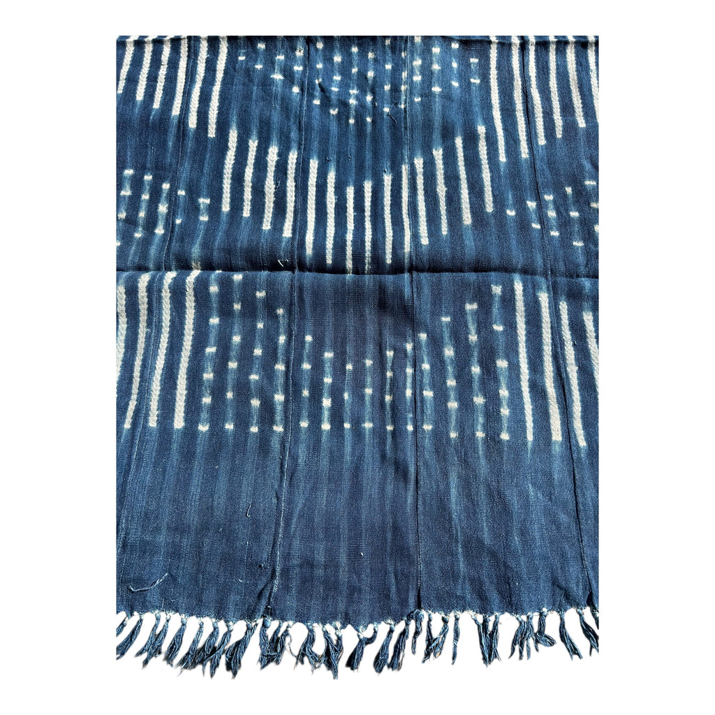 Indigo Echo Baule Handwoven African Textile – 61 x 46.5 inches