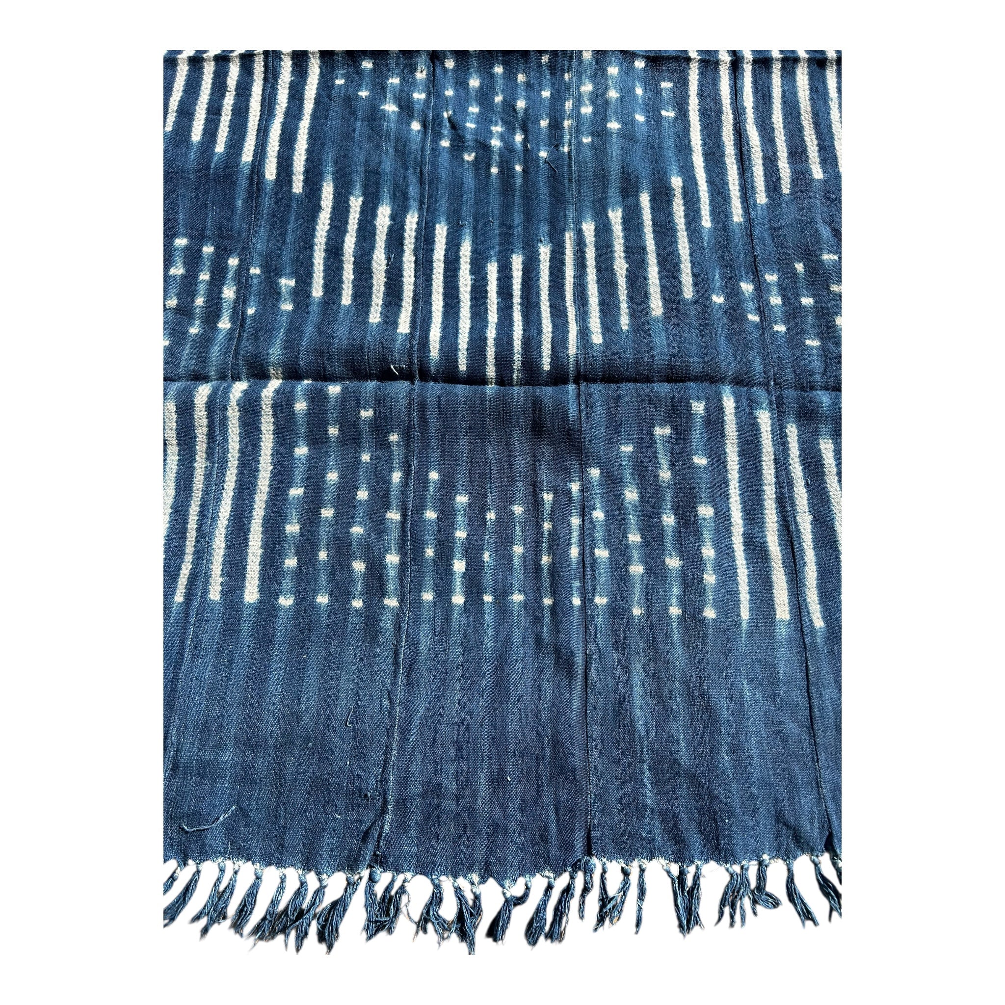 Indigo Echo Baule Handwoven African Textile – 61 x 46.5 inches