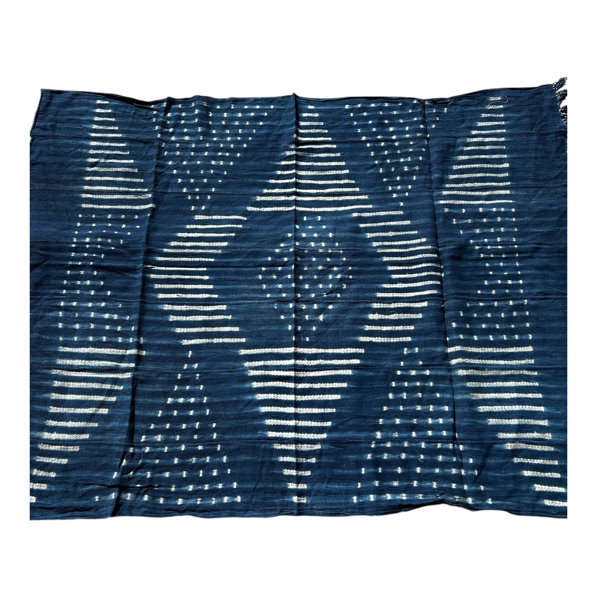 Indigo Echo Baule Handwoven African Textile – 61 x 46.5 inches