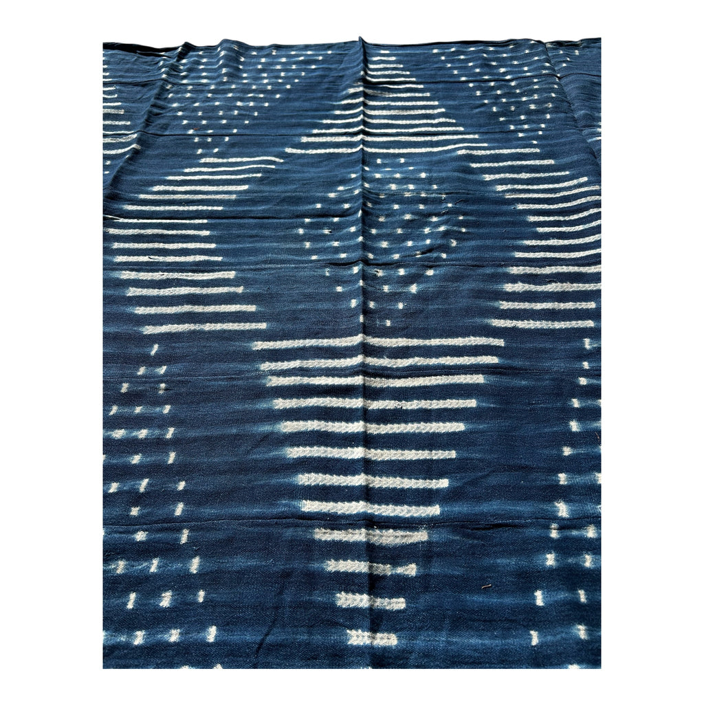 Indigo Echo Baule Handwoven African Textile – 61 x 46.5 inches