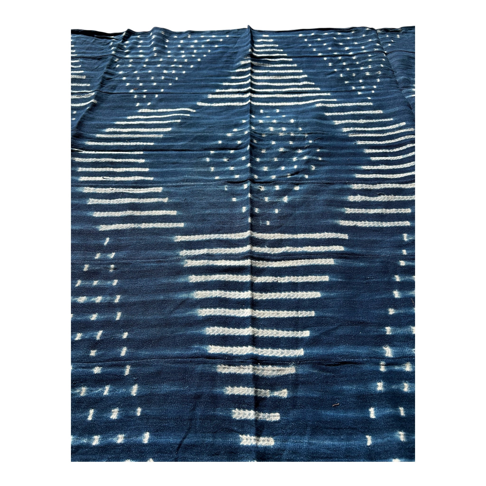 Indigo Echo Baule Handwoven African Textile – 61 x 46.5 inches