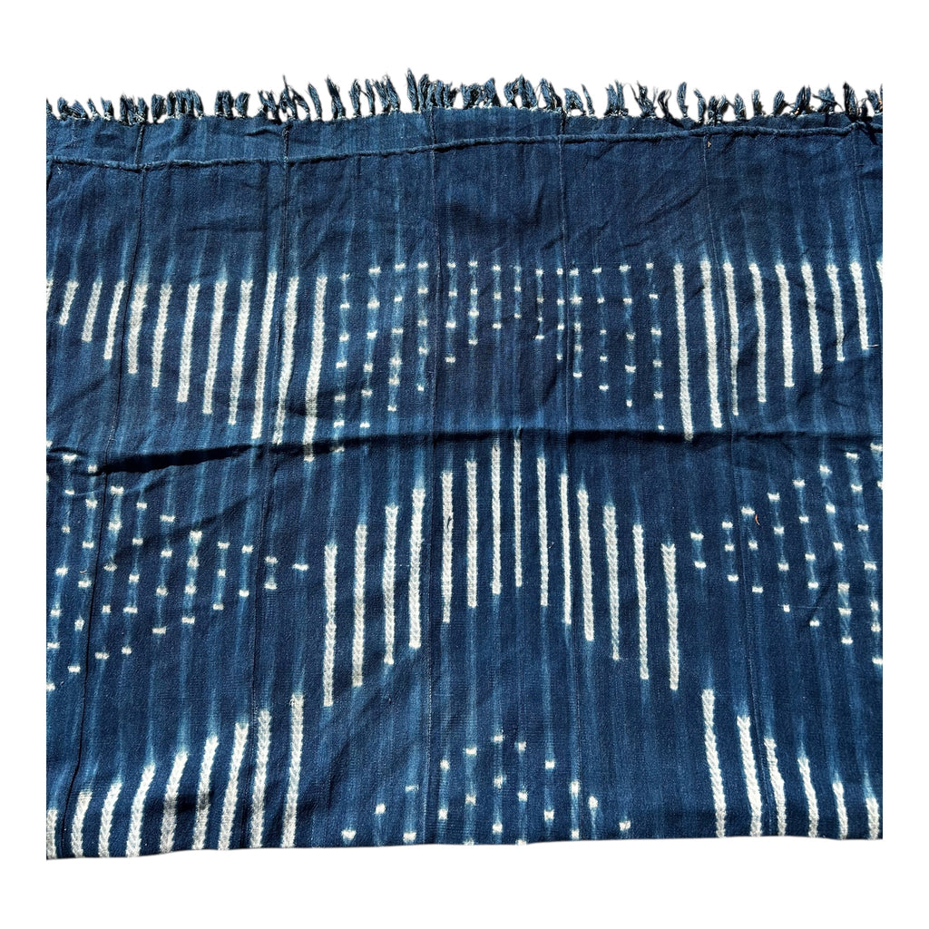Indigo Echo Baule Handwoven African Textile – 61 x 46.5 inches