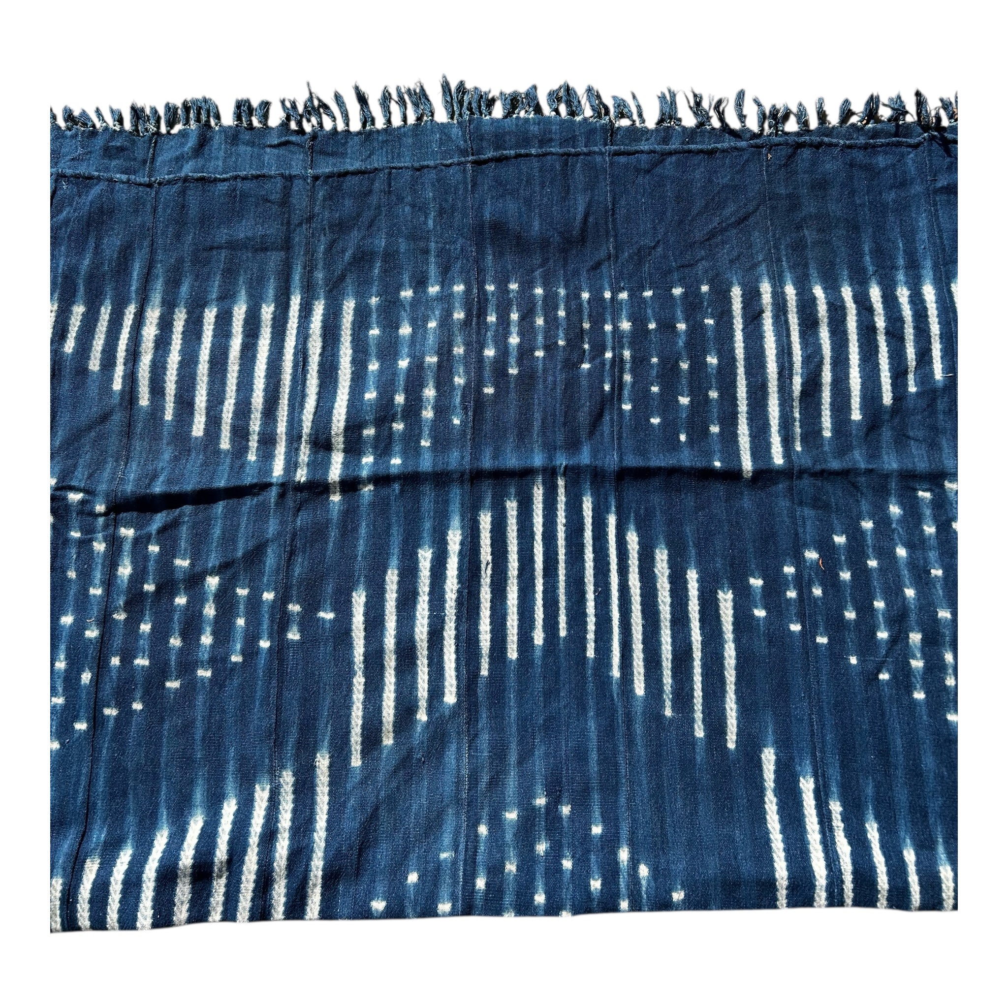 Indigo Echo Baule Handwoven African Textile – 61 x 46.5 inches