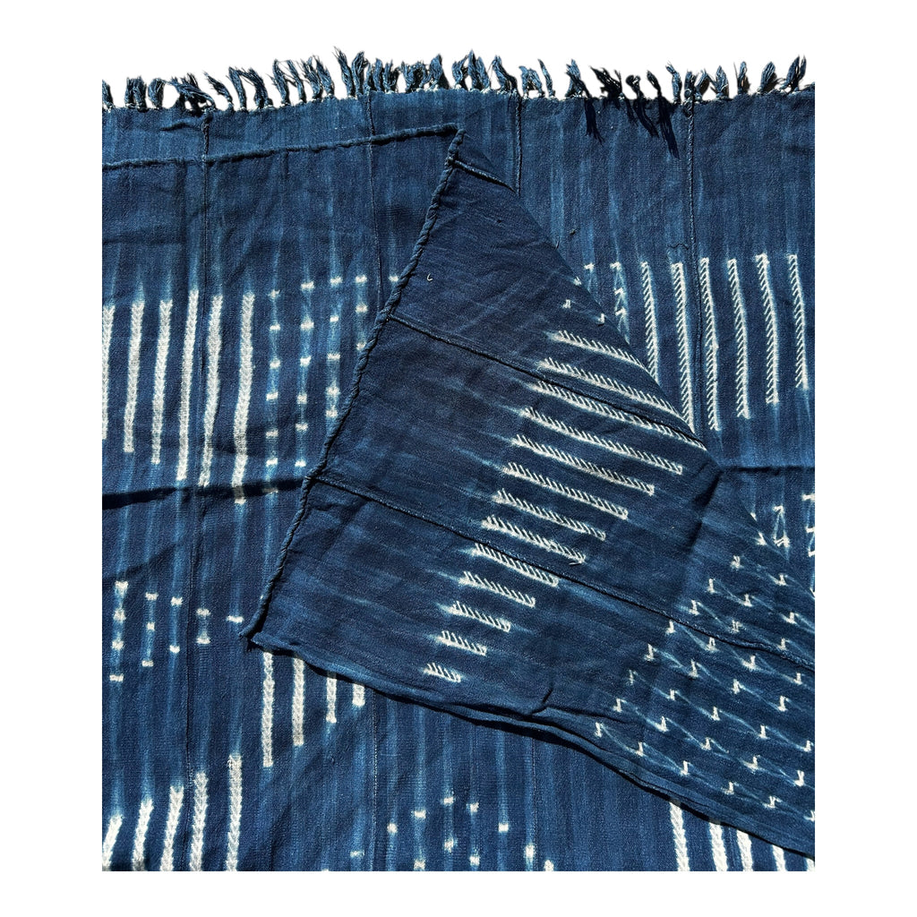 Indigo Echo Baule Handwoven African Textile – 61 x 46.5 inches