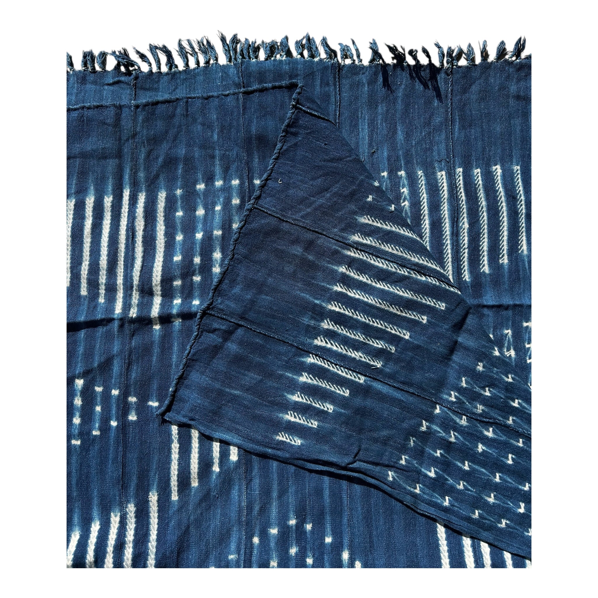 Indigo Echo Baule Handwoven African Textile – 61 x 46.5 inches