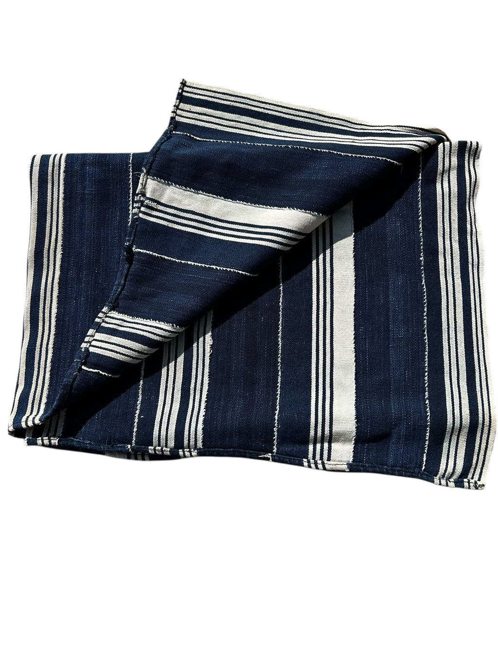 Indigo Lines Baule Handwoven African Textile – 61 x 45 inches