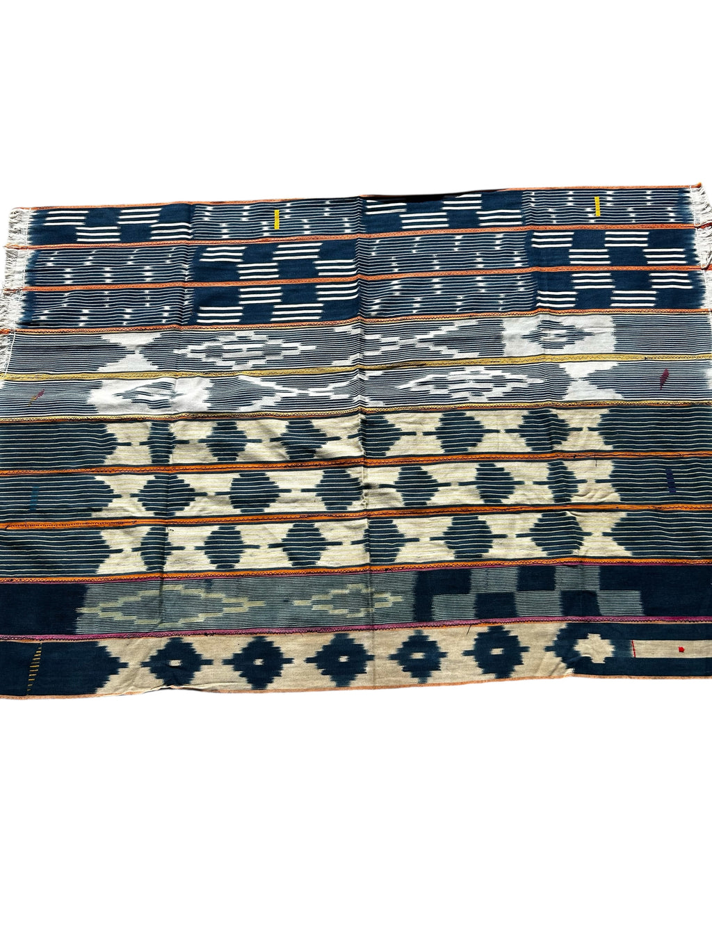 traditional african strip woven textile indigo cotton wall art