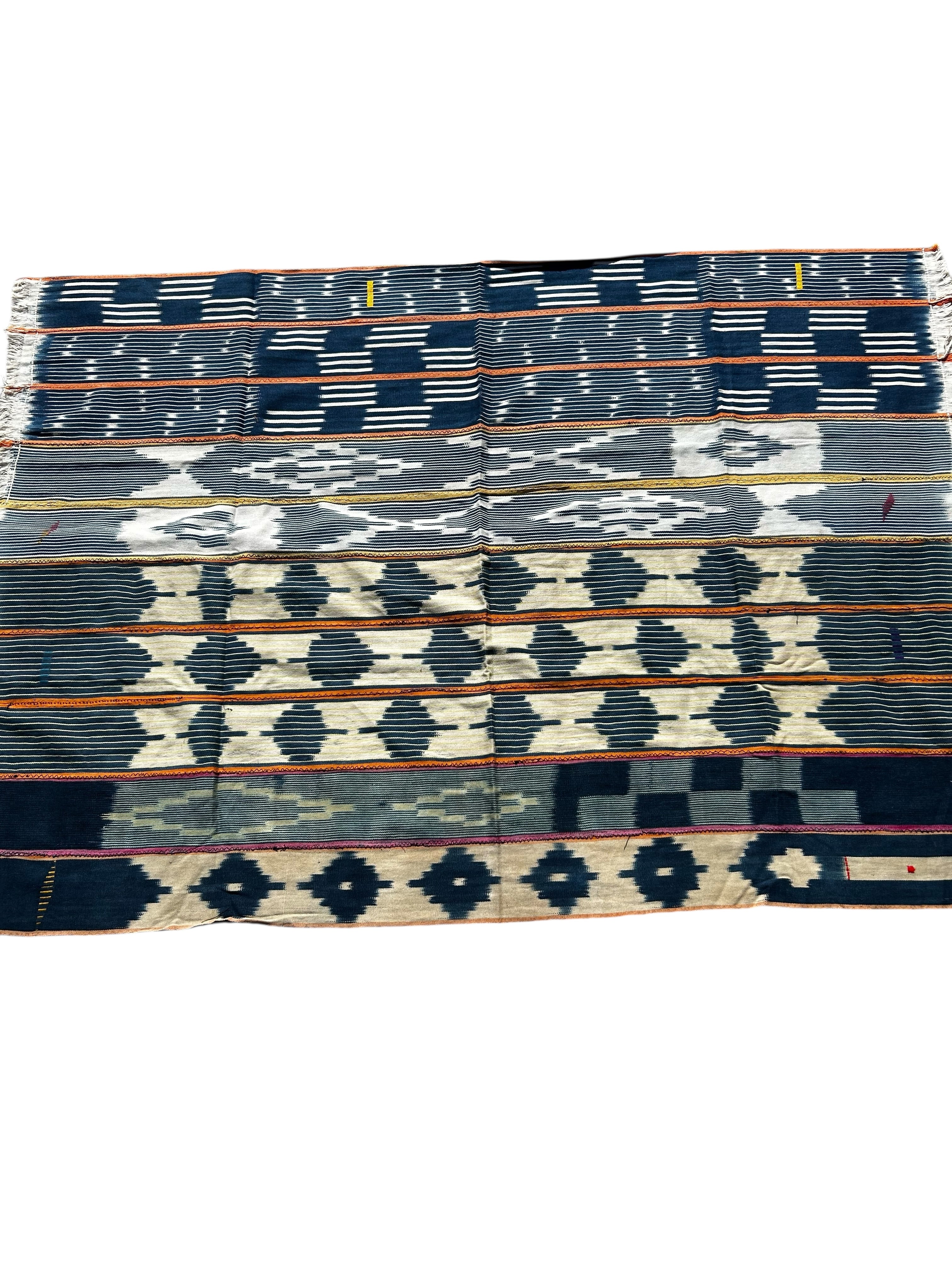 traditional african strip woven textile indigo cotton wall art