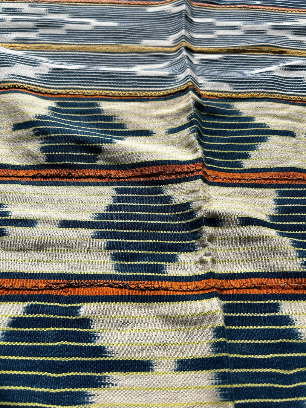 Traditional Indigo African Strip Textile – Handwoven Baule Fabric Wall Art