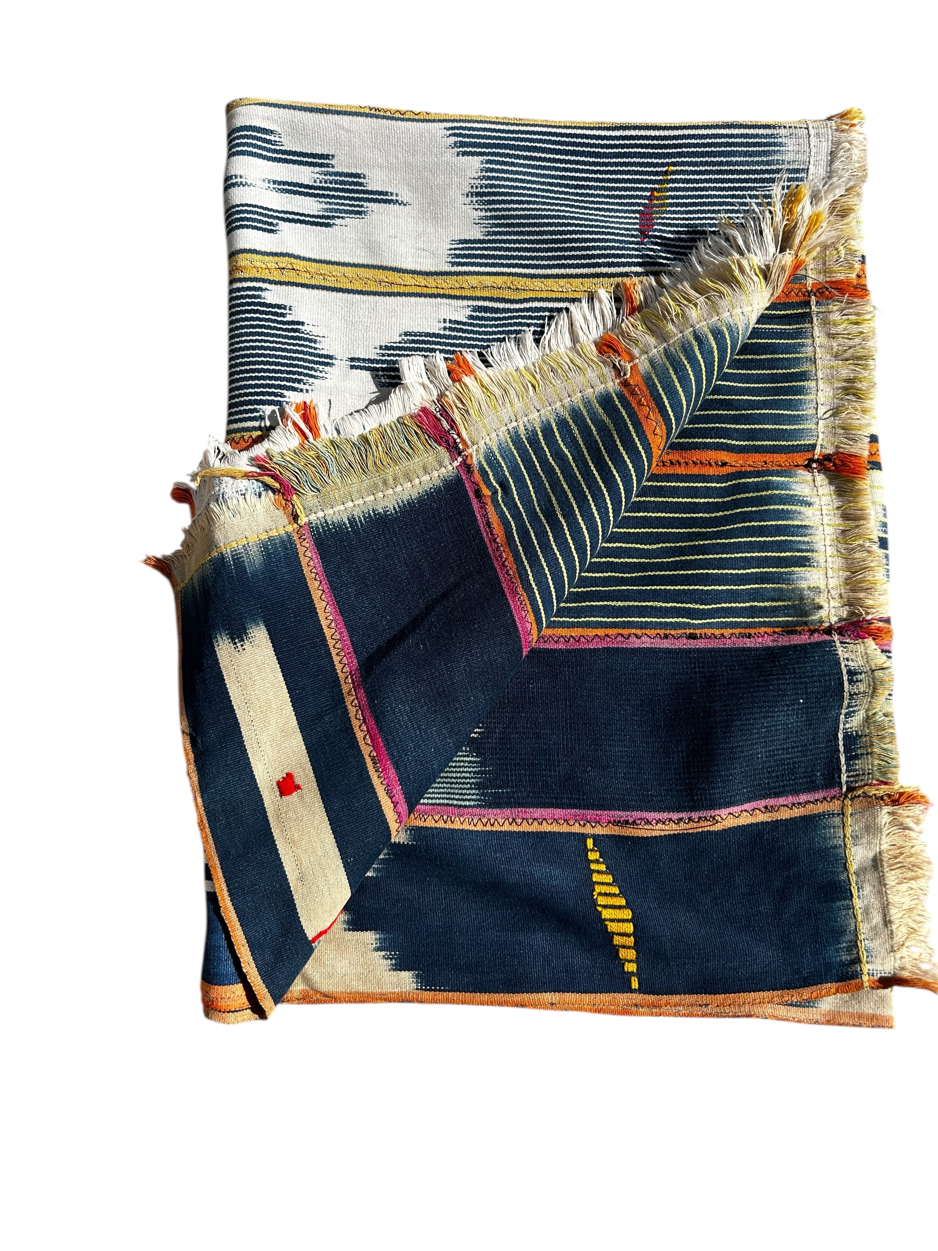 Traditional Indigo African Strip Textile – Handwoven Baule Fabric Wall Art