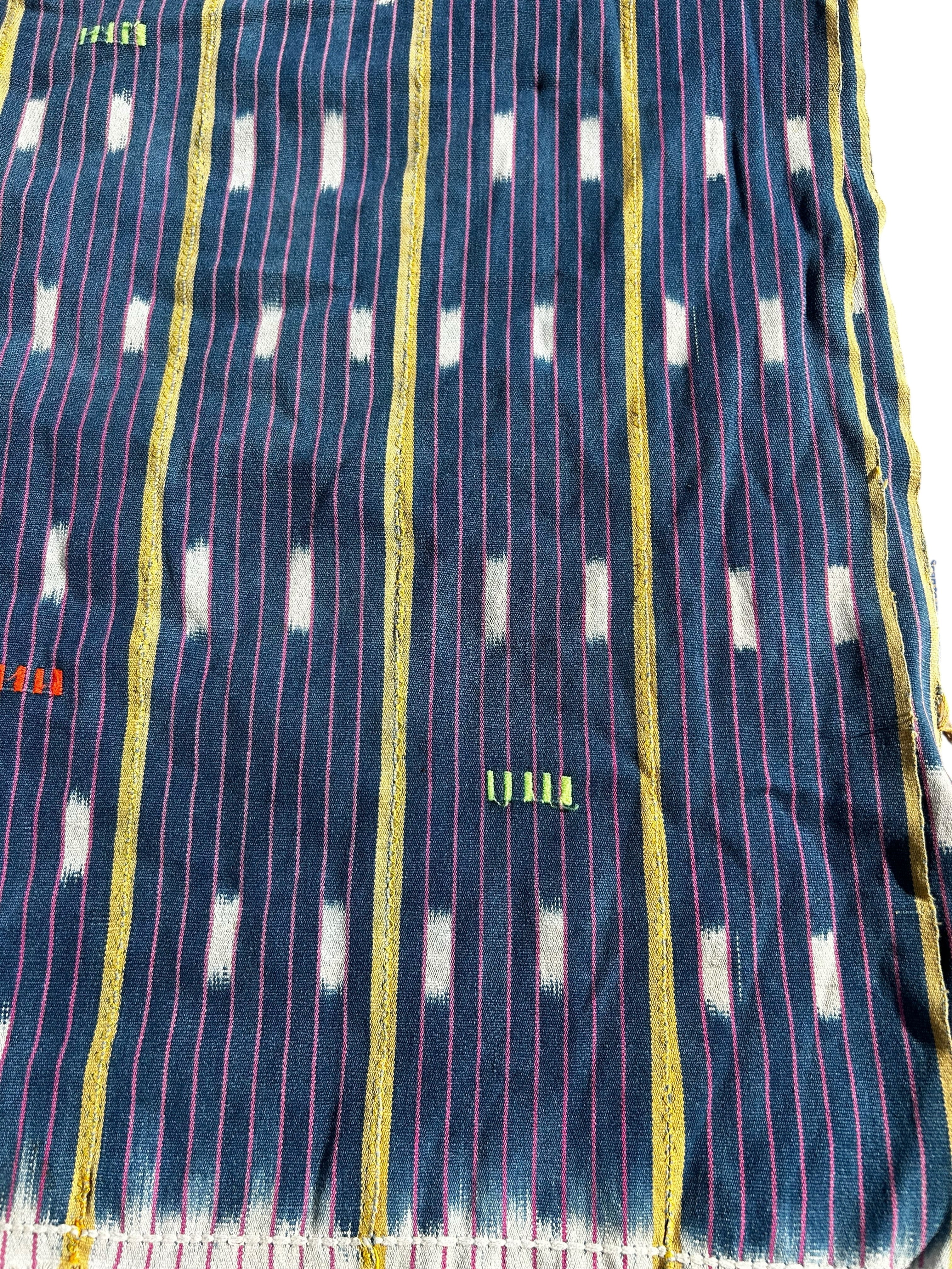 Vintage Ewe Handwoven African Textile – Indigo Stripe Ikat Cloth (58” x 43.5”)