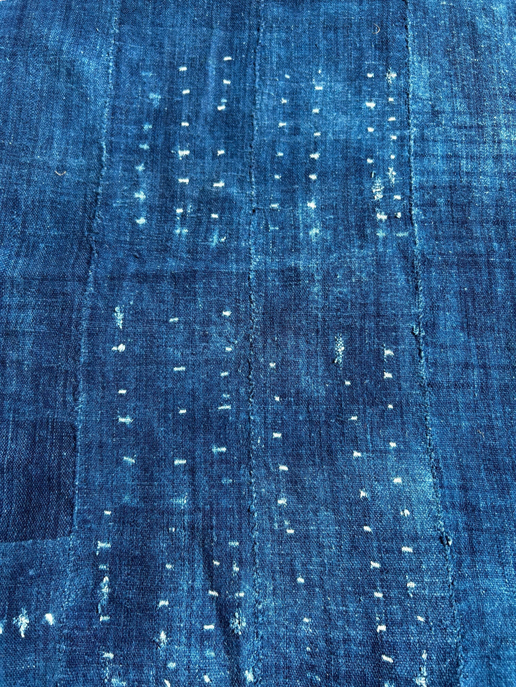 Vintage Indigo African Mudcloth Textile – Handwoven Mali Bogolanfini Wall Hanging