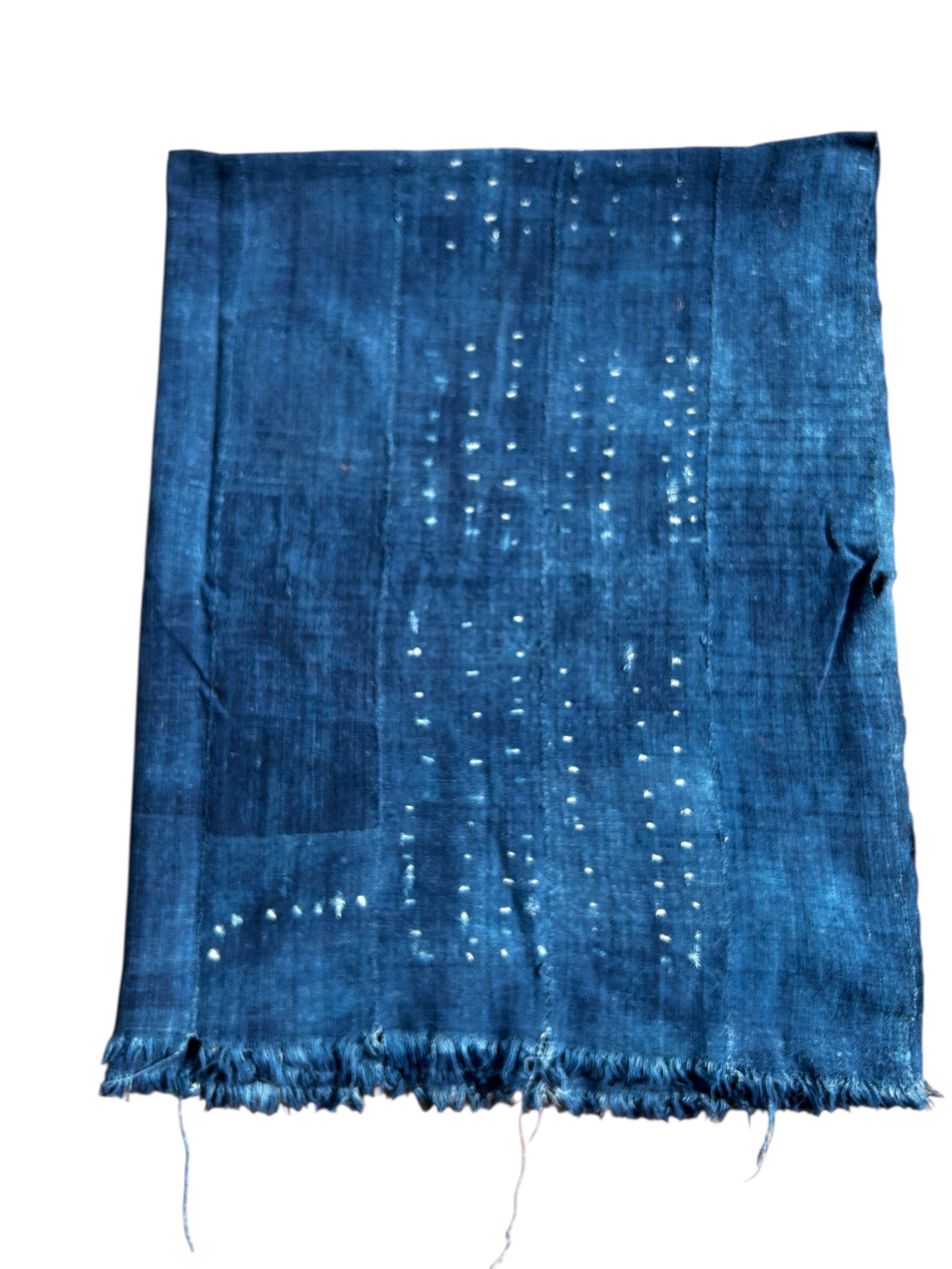 Vintage Indigo African Mudcloth Textile – Handwoven Mali Bogolanfini Wall Hanging