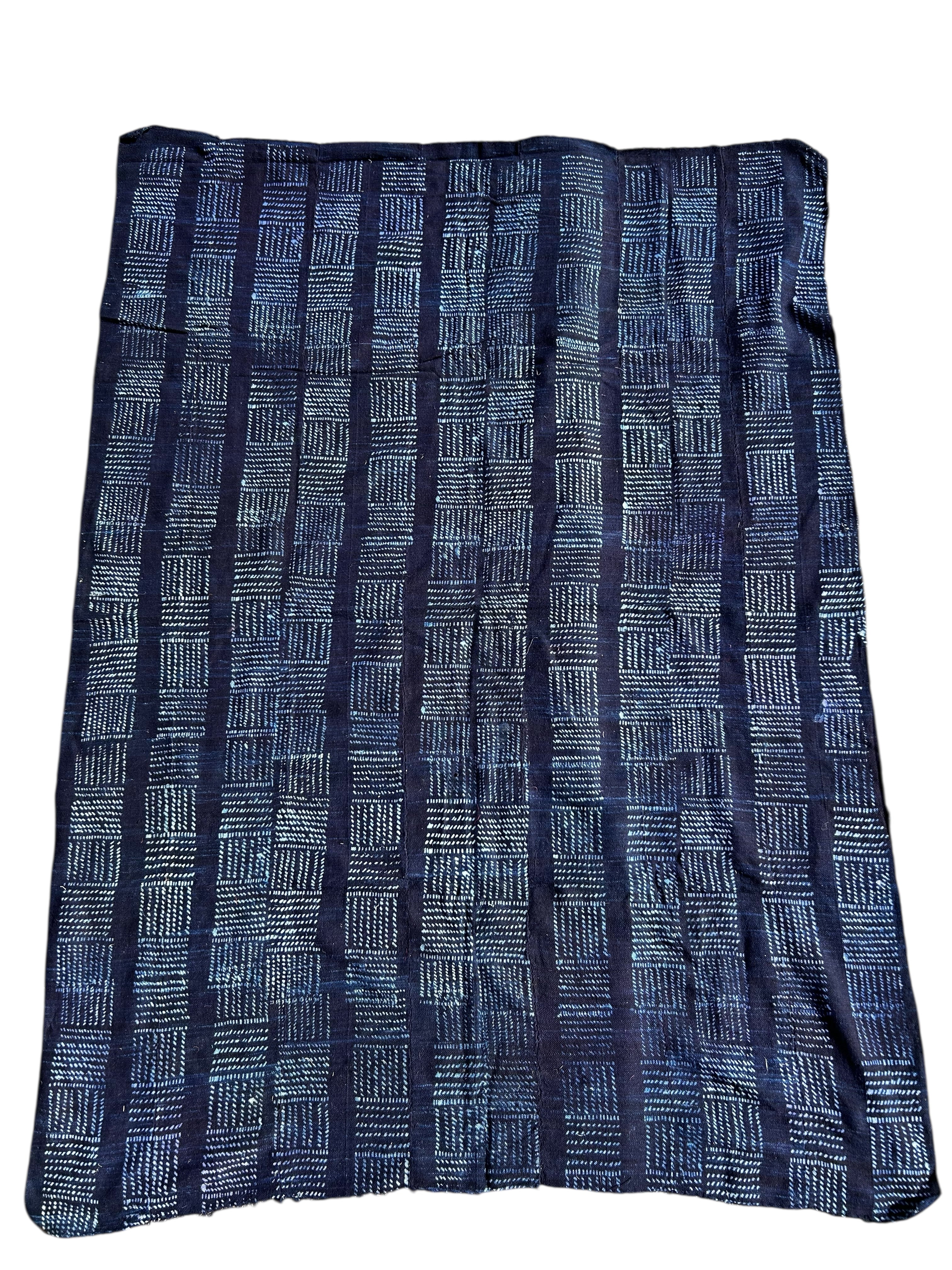 Blue patterned fabric on a white background