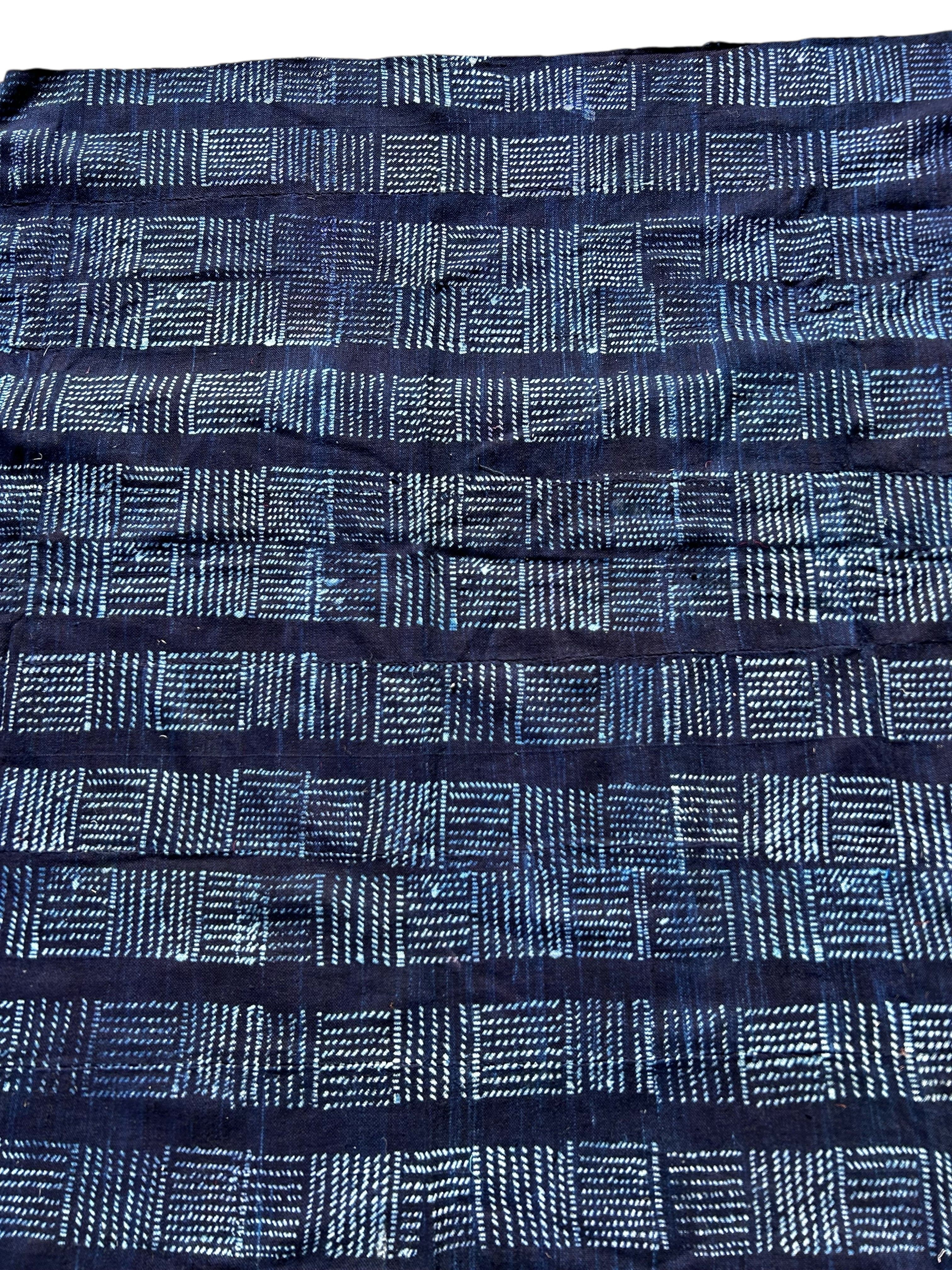 Blue fabric with a geometric pattern
