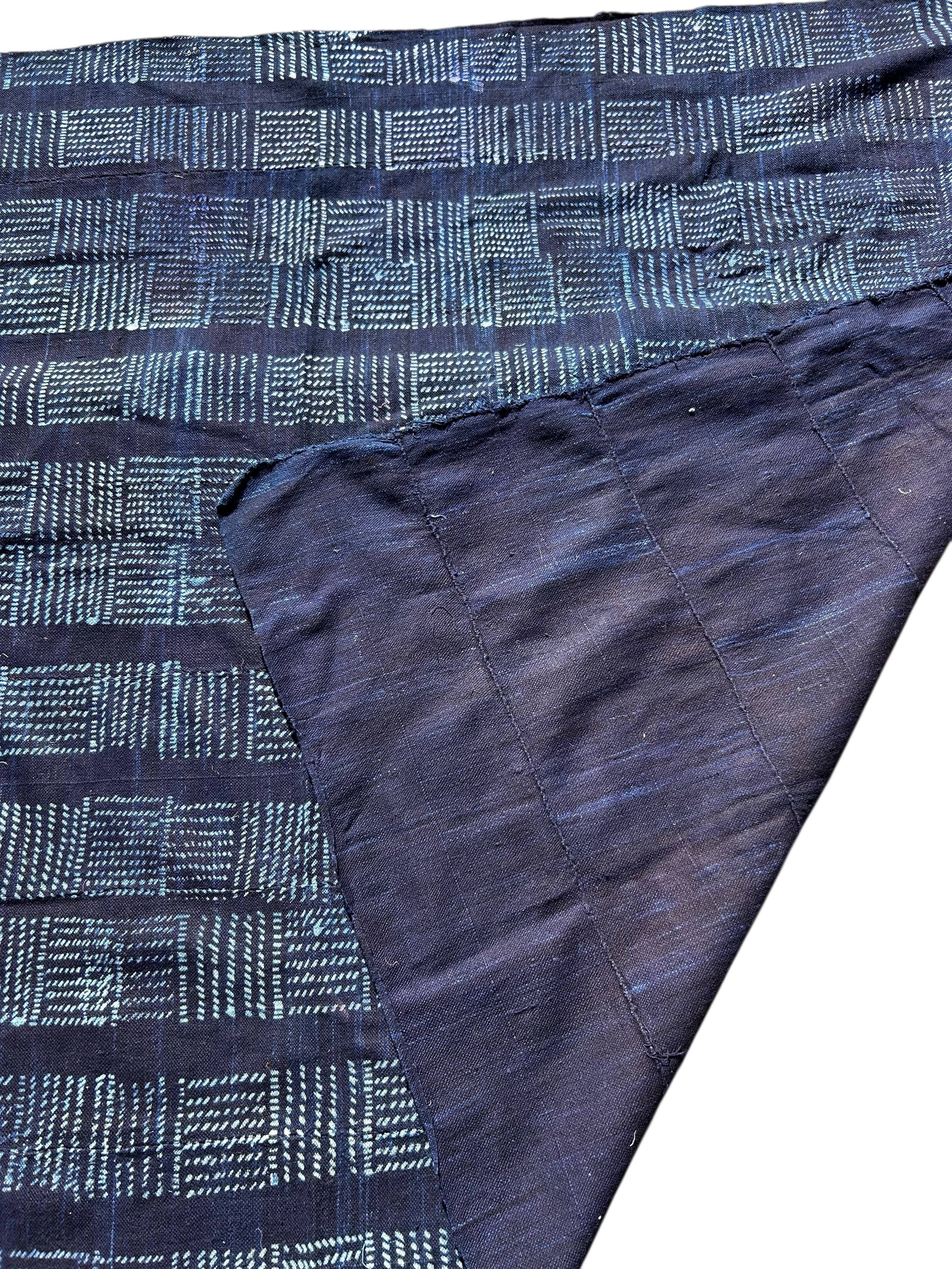 Vintage Indigo African Resist-Dyed Textile – Handwoven Home Decor Fabric (56 x 41.5 in)