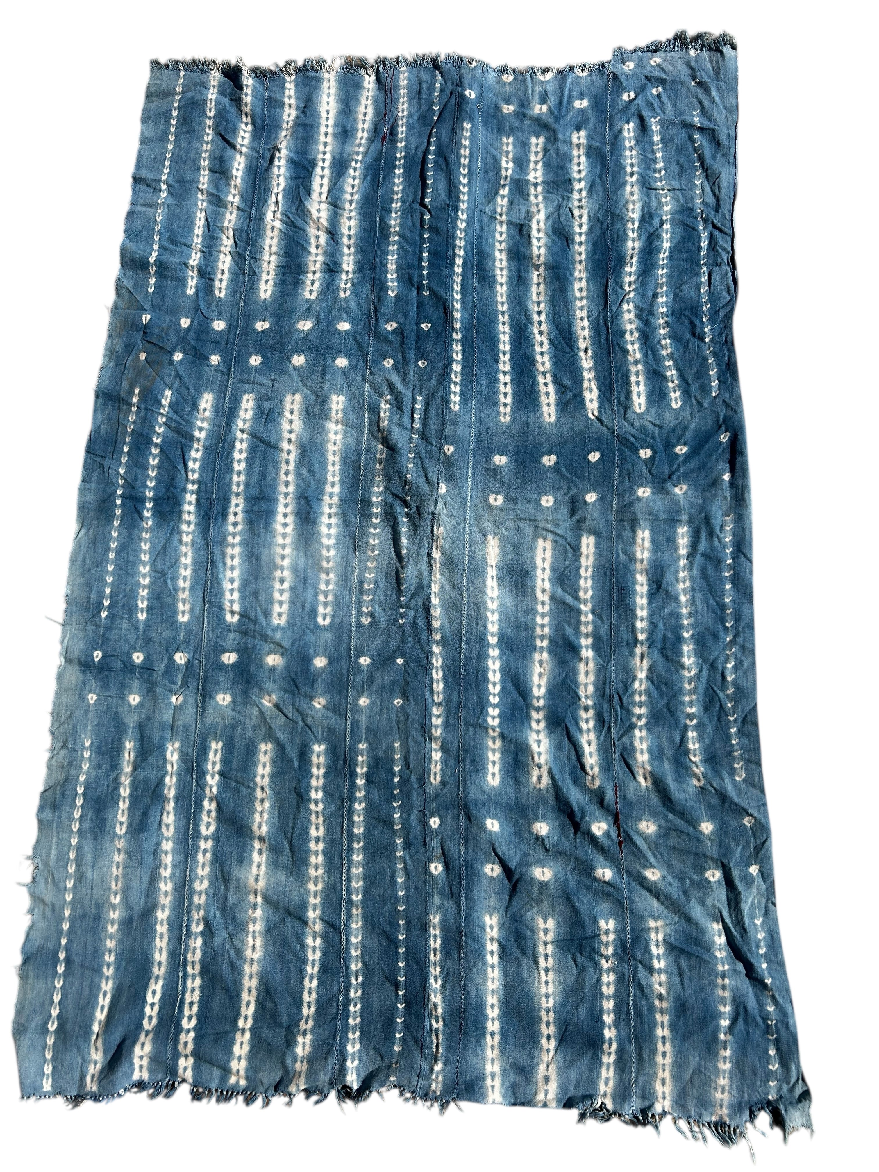 vintage indigo african tie dyed textile hand dyed west africa wall hanging