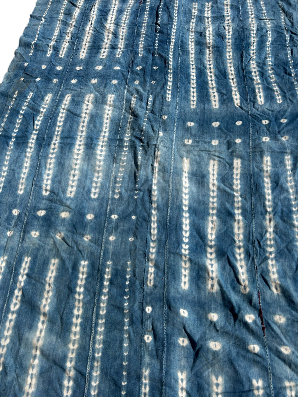 handwoven indigo african fabric resist dyed cotton textile detail