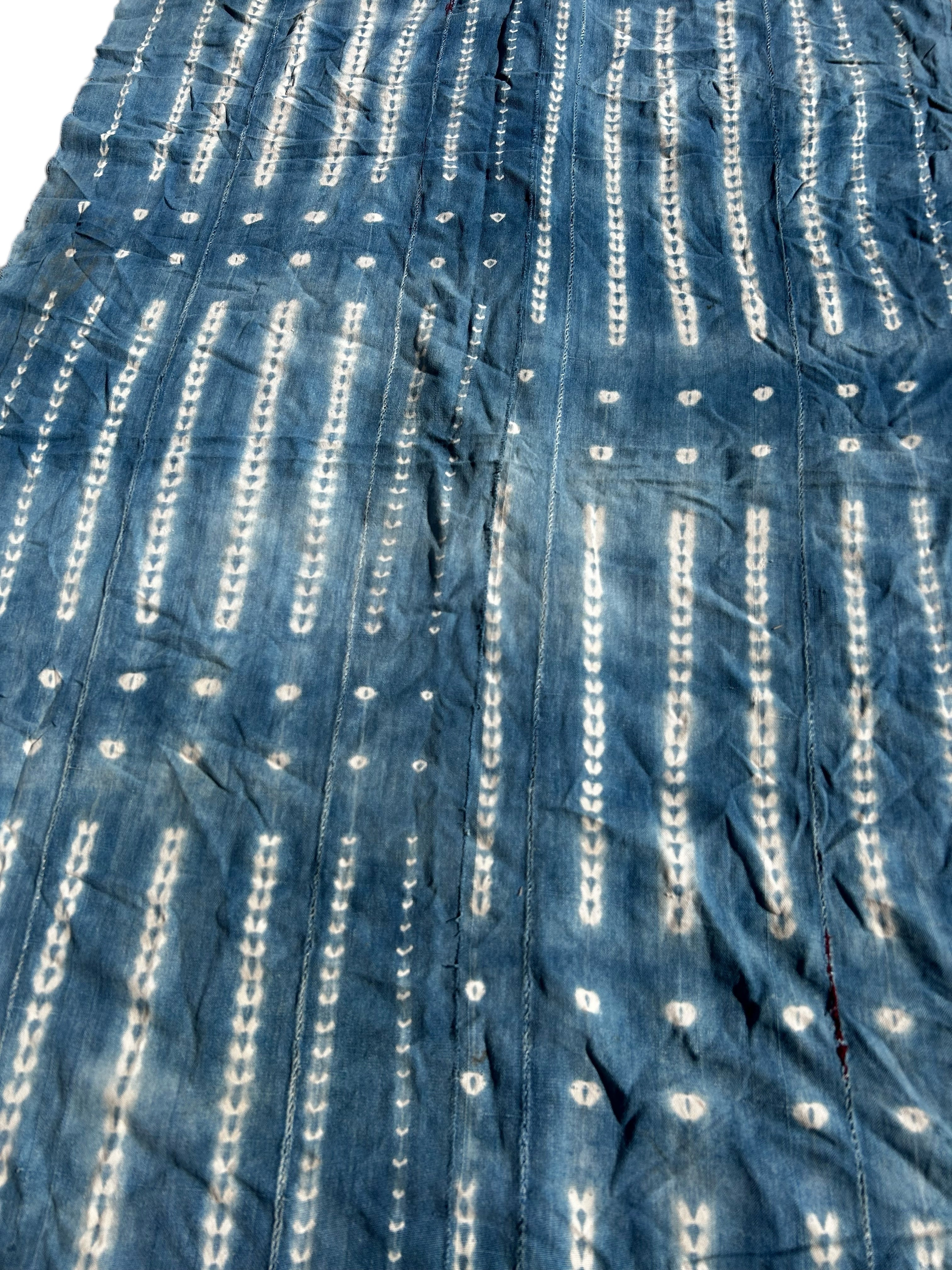handwoven indigo african fabric resist dyed cotton textile detail