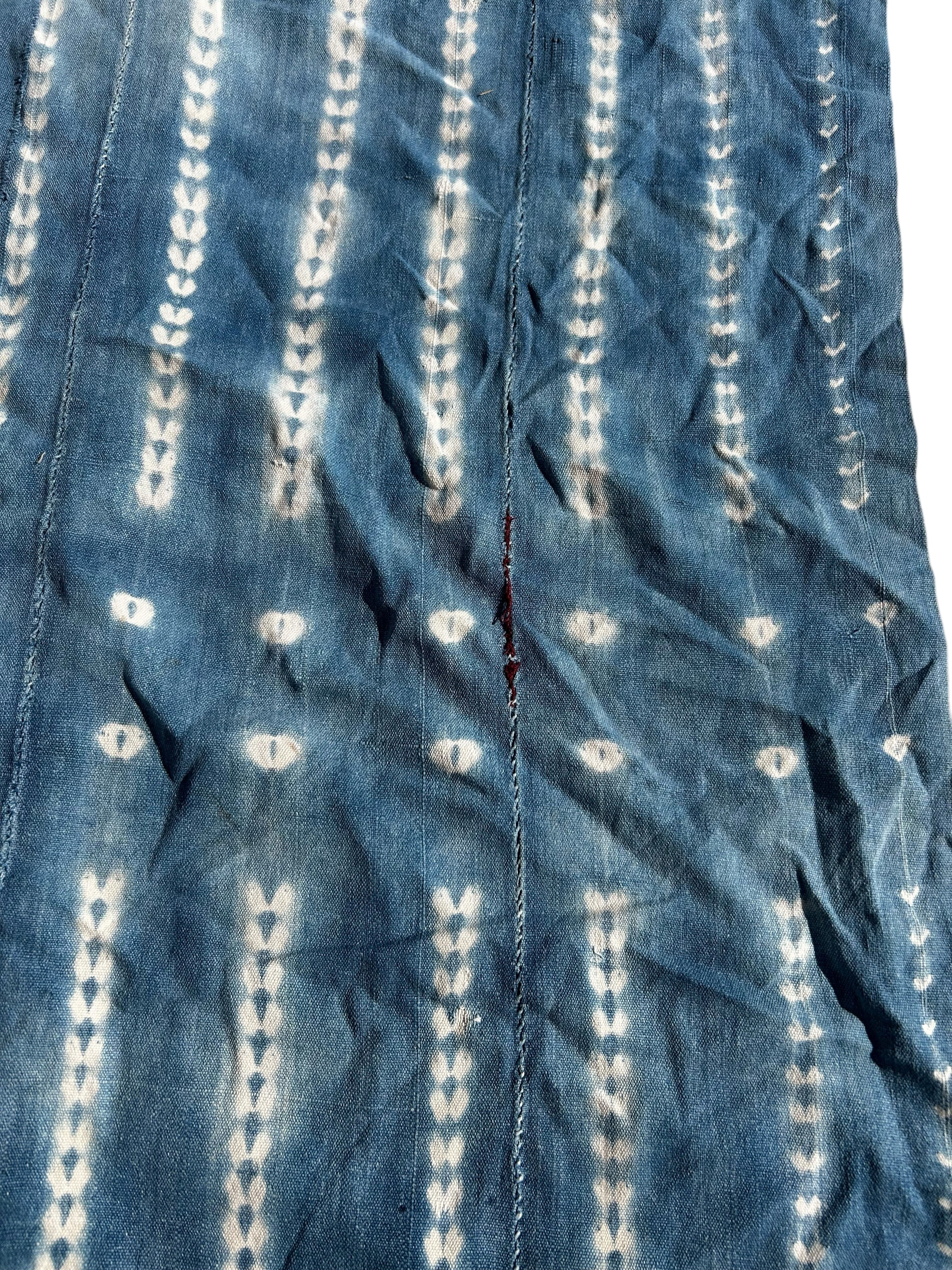 Vintage Indigo Tie-Dyed African Textile – Hand-Dyed West African Wall Hanging