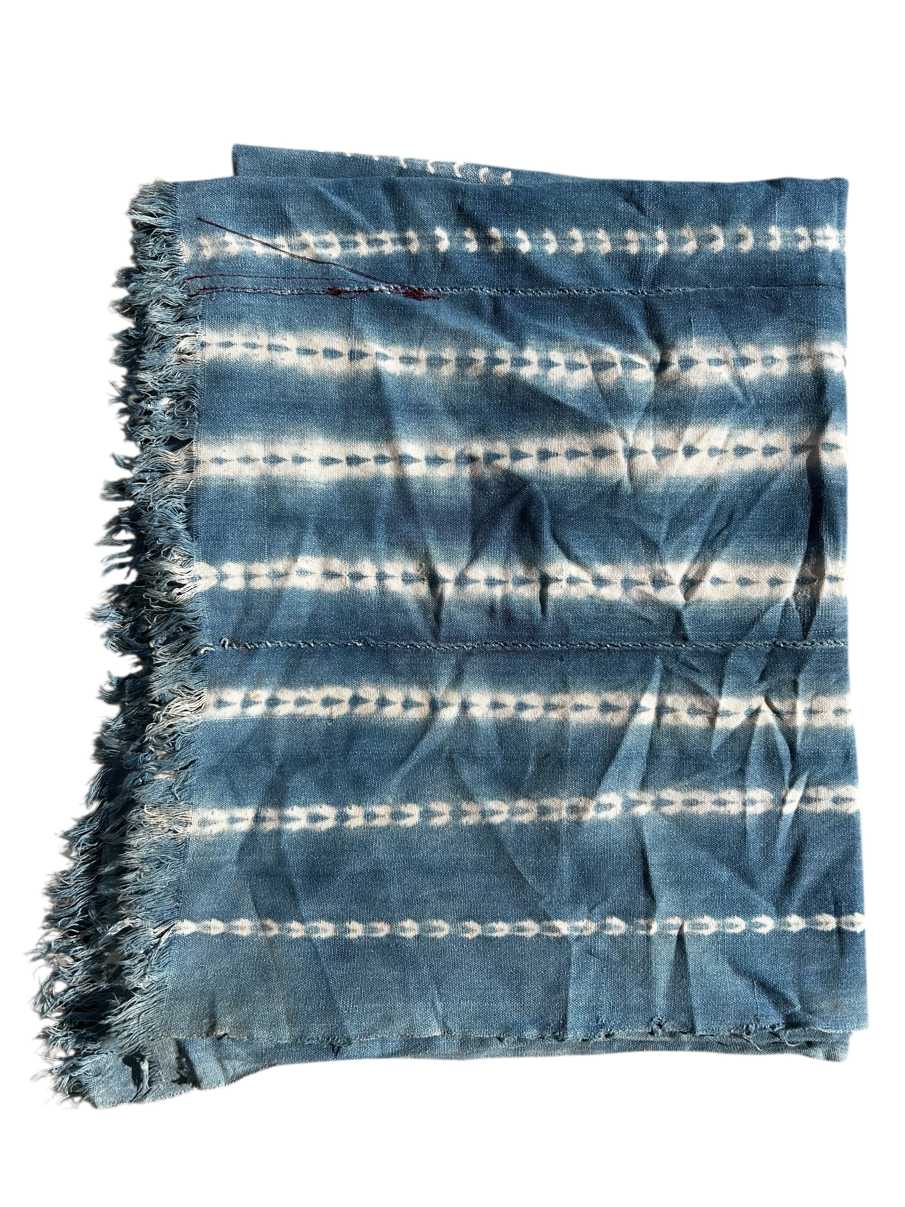 Vintage Indigo Tie-Dyed African Textile – Hand-Dyed West African Wall Hanging
