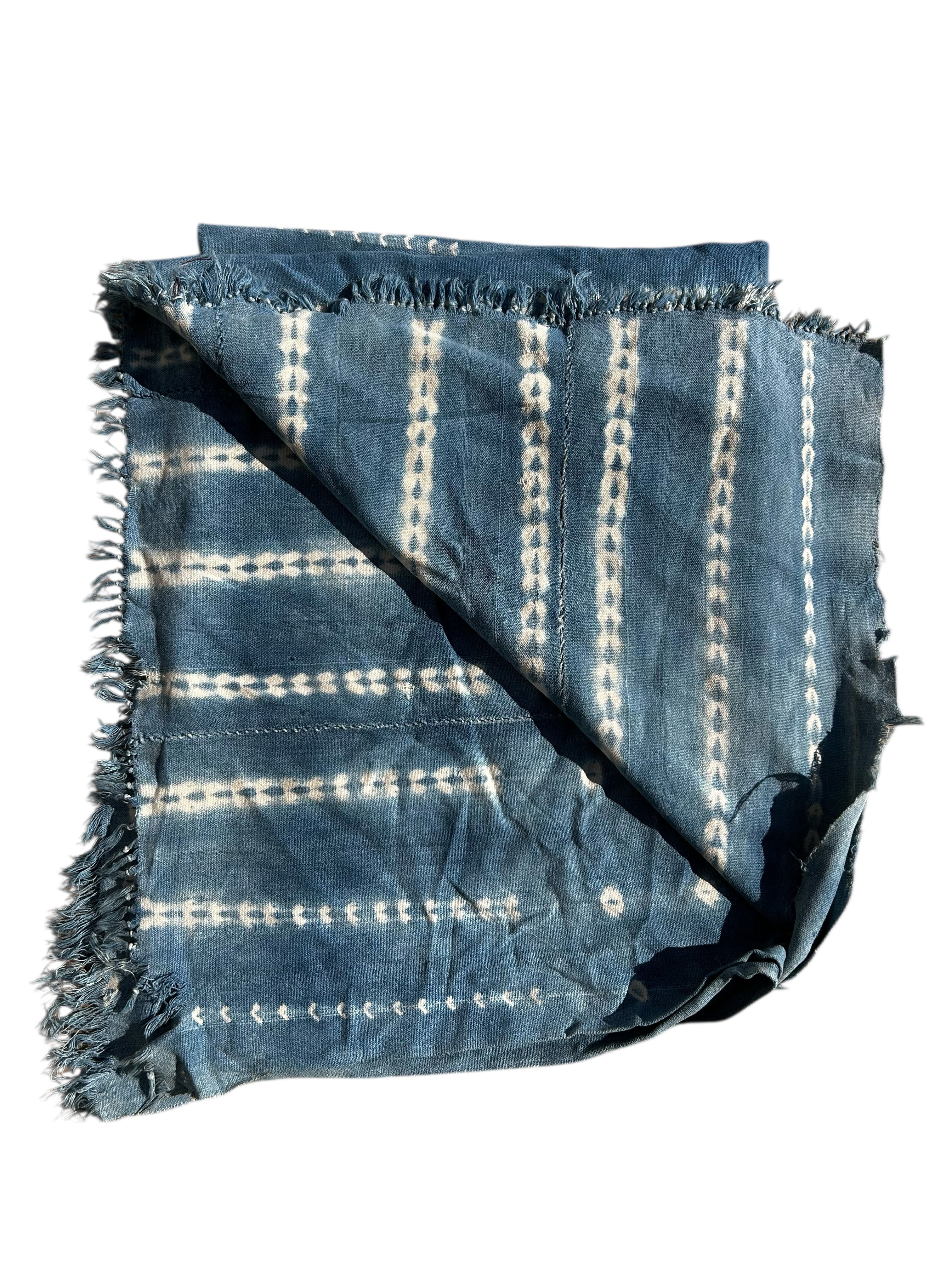 Vintage Indigo Tie-Dyed African Textile – Hand-Dyed West African Wall Hanging