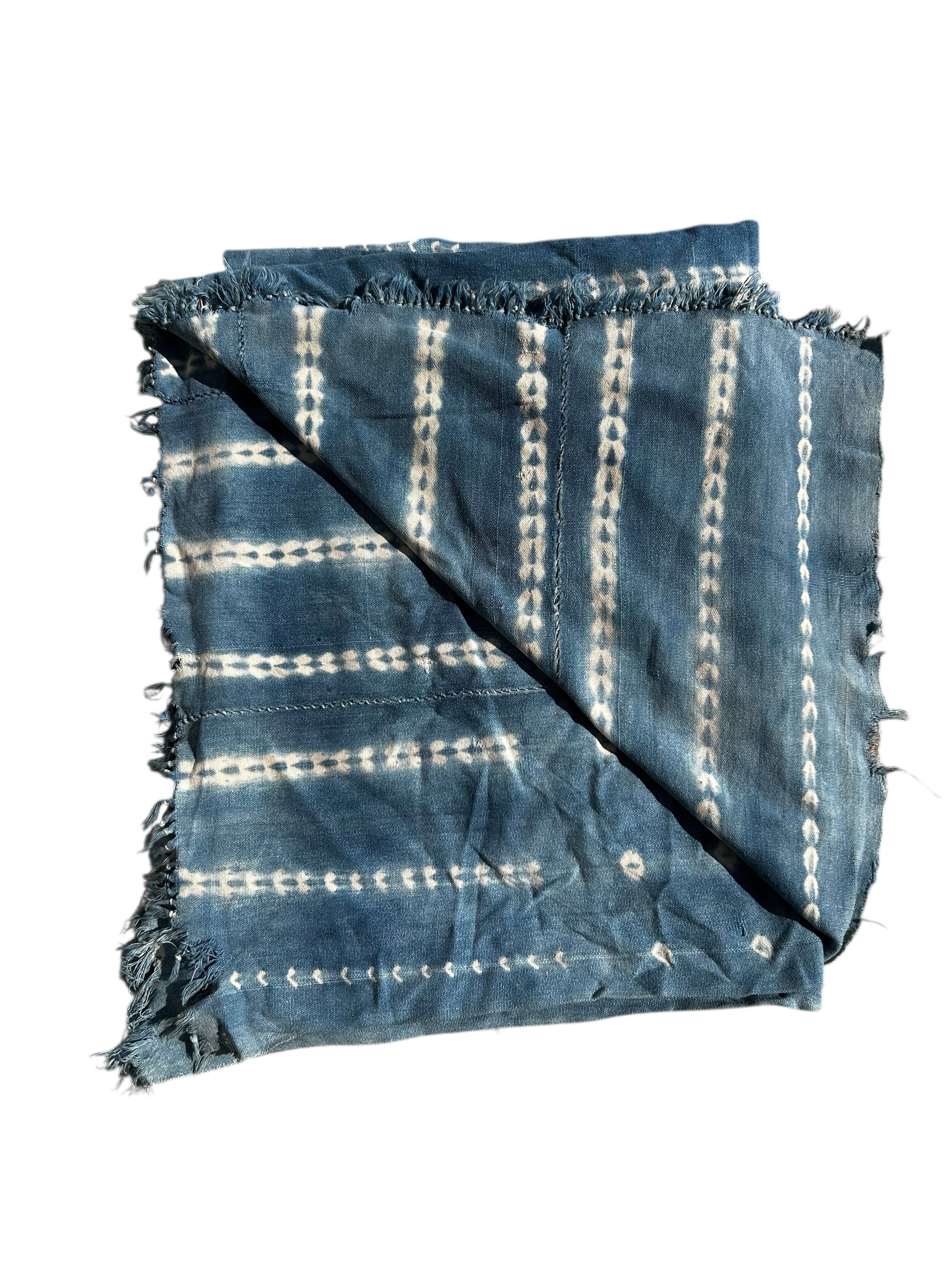 Vintage Indigo Tie-Dyed African Textile – Hand-Dyed West African Wall Hanging